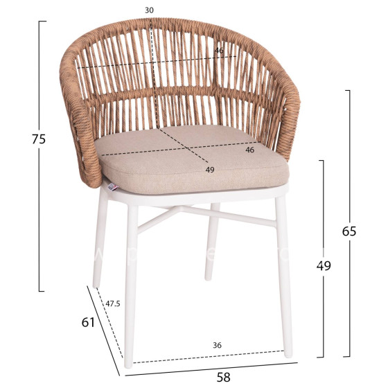 OUTDOOR DINING SET 7PCS KRUM HM21148 WHITE ALUMINUM-P.E.RATTAN