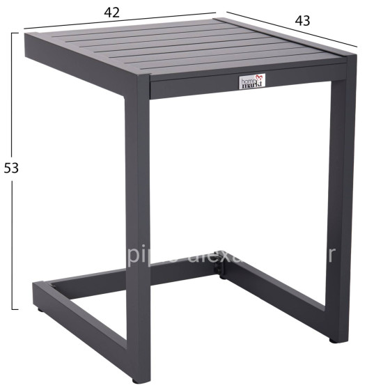 SUNLOUNGER SIDE TABLE BELLING HM6274.03 ALUMINUM IN DARK GREY 42x43x53Hcm.