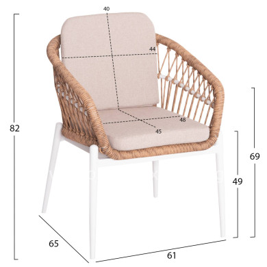 OUTDOOR DINING SET 7PCS KRUM HM21149 WHITE ALUMINUM--P.E. RATTAN