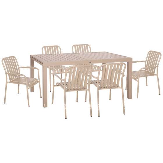 OUTDOOR DINING SET 7PCS KRUM HM21158 ALUMINUM IN CHAMPAGNE COLOR