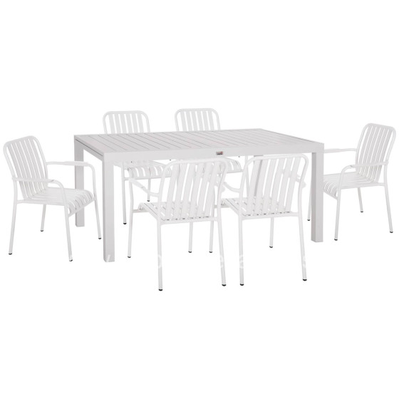 OUTDOOR DINING SET 7PCS KRUM HM21146 WHITE ALUMINUM
