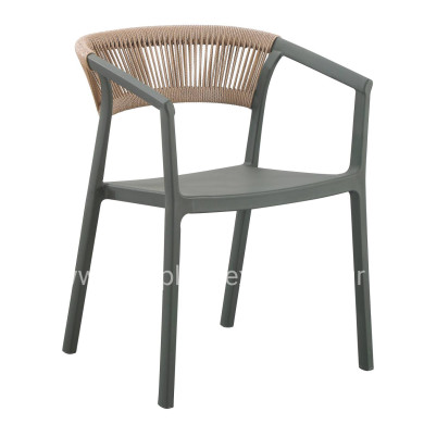 ARMCHAIR POLYPROPYLENE BOGI HM6240.05 OLIVE GREEN WITH BEIGE PP ROPE 54x53x75Hcm.