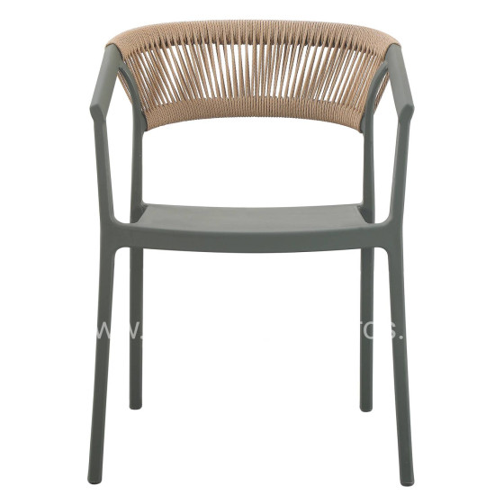 ARMCHAIR POLYPROPYLENE BOGI HM6240.05 OLIVE GREEN WITH BEIGE PP ROPE 54x53x75Hcm.