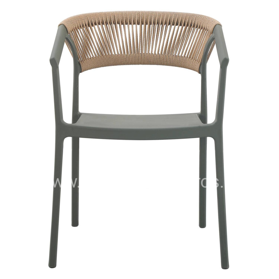ARMCHAIR POLYPROPYLENE BOGI HM6240.05 OLIVE GREEN WITH BEIGE PP ROPE 54x53x75Hcm.