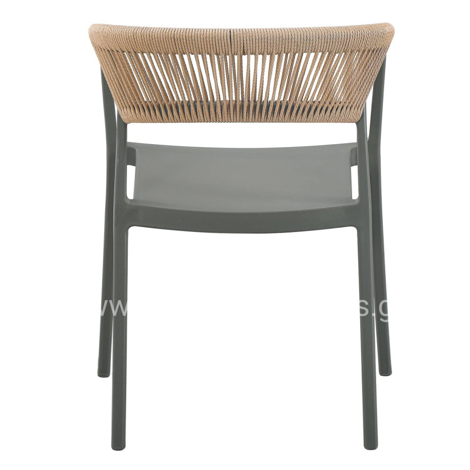 ARMCHAIR POLYPROPYLENE BOGI HM6240.05 OLIVE GREEN WITH BEIGE PP ROPE 54x53x75Hcm.