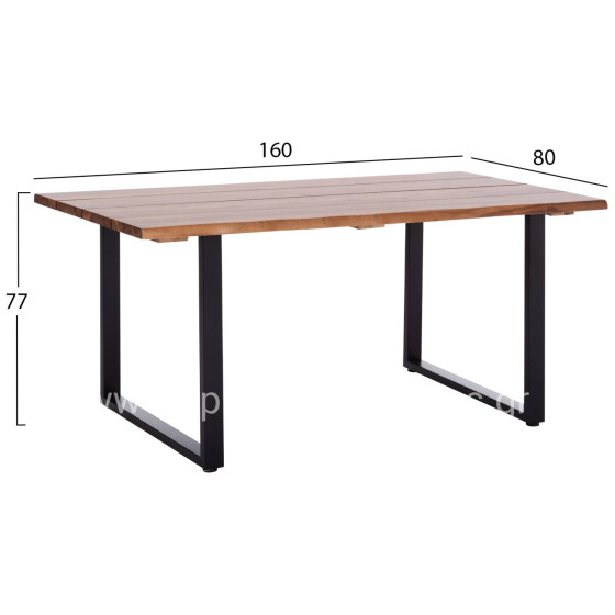 OUTDOOR DINING TABLE FRIGGO HM6297.01 ACACIA WOOD 3.5cm thick--METAL LEGS 160x80x77Hcm