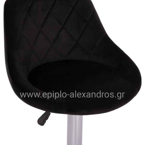 BAR STOOL ROSE HM204.44 CHROMED BASE & SUSPENSION & BLACK VELVET 48x45x105Hcm.