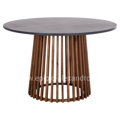 OUTDOOR ROUND DINING TABLE CRISTOBAL HM6235 ACACIA WOOD-CEMENT TOP Φ120x77Hcm.