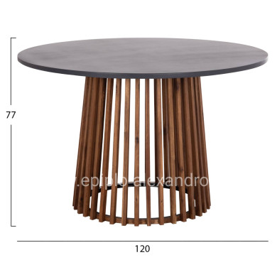 OUTDOOR ROUND DINING TABLE CRISTOBAL HM6235 ACACIA WOOD-CEMENT TOP Φ120x77Hcm.