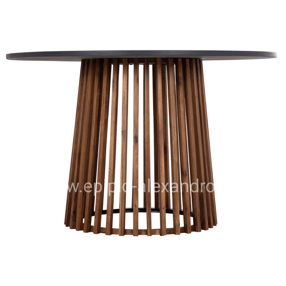 OUTDOOR ROUND DINING TABLE CRISTOBAL HM6235 ACACIA WOOD-CEMENT TOP Φ120x77Hcm.