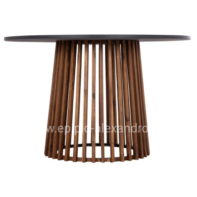 OUTDOOR ROUND DINING TABLE CRISTOBAL HM6235 ACACIA WOOD-CEMENT TOP Φ120x77Hcm.