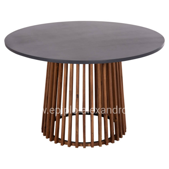 OUTDOOR ROUND DINING TABLE CRISTOBAL HM6235 ACACIA WOOD-CEMENT TOP Φ120x77Hcm.