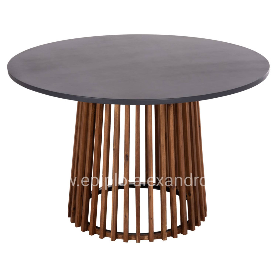 OUTDOOR ROUND DINING TABLE CRISTOBAL HM6235 ACACIA WOOD-CEMENT TOP Φ120x77Hcm.