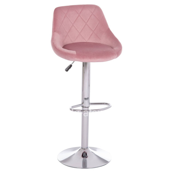BAR STOOL ROSE HM204.42 CHROMED BASE & SUSPENSION & DUSTY PINK VELVET 48x45x105Hcm.