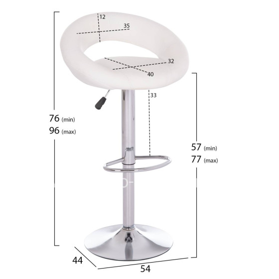 BAR STOOL SWIVEL REA HM203.22 WITH SUSPENSION-WHITE PU 54x47x96Hcm.