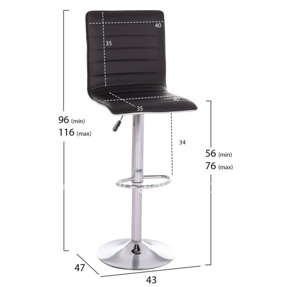 BAR STOOL SWIVEL NEXUS HM209.21 SUSPENSION & BLACK PU 43x47x116Hcm.