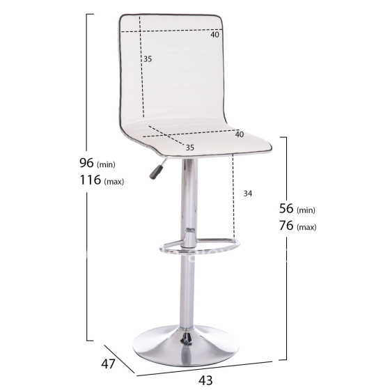 BAR STOOL SWIVEL NEXUS HM209.22 SUSPENSION & WHITE PU 43x47x116Hcm.