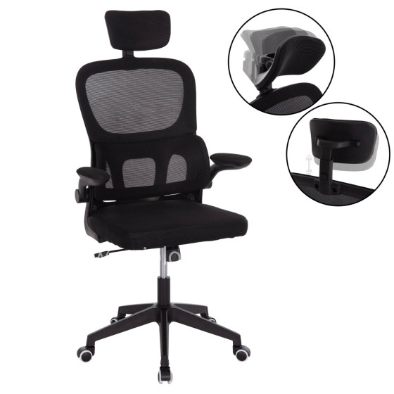 OFFICE CHAIR BASTON HM18236.01 BLACK MESH FABRIC & PP FRAME 64x60x117-127Hcm.