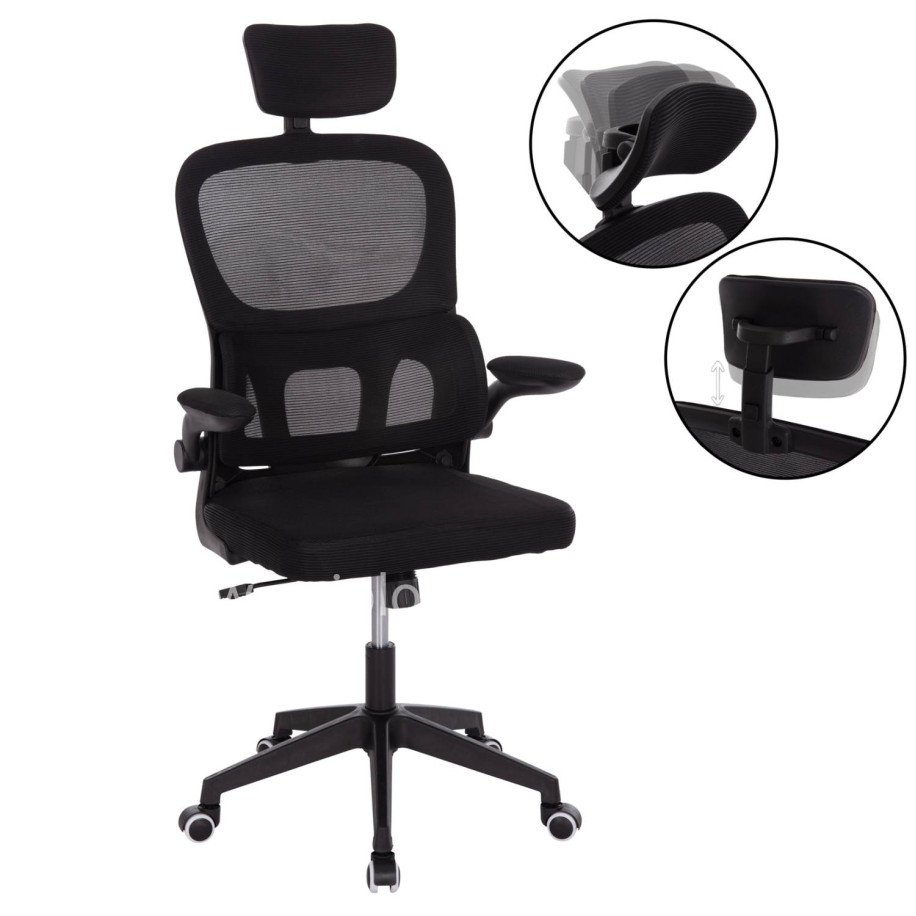 OFFICE CHAIR BASTON HM18236.01 BLACK MESH FABRIC & PP FRAME 64x60x117-127Hcm.