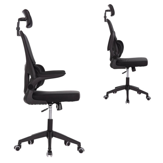 OFFICE CHAIR BASTON HM18236.01 BLACK MESH FABRIC & PP FRAME 64x60x117-127Hcm.