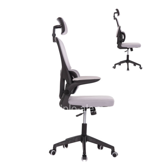 OFFICE CHAIR BASTON HM18236.02 GREY MESH FABRIC & BLACK PP FRAME 64x60x127Hcm.