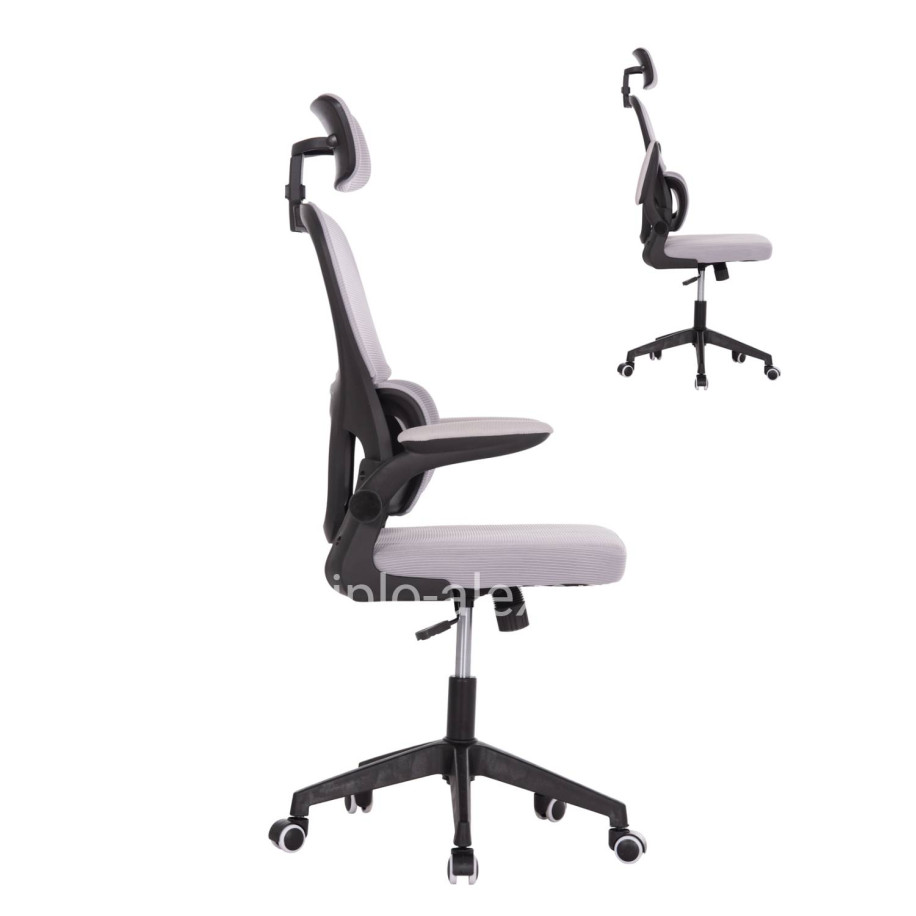 OFFICE CHAIR BASTON HM18236.02 GREY MESH FABRIC & BLACK PP FRAME 64x60x127Hcm.
