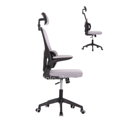 OFFICE CHAIR BASTON HM18236.02 GREY MESH FABRIC & BLACK PP FRAME 64x60x127Hcm.