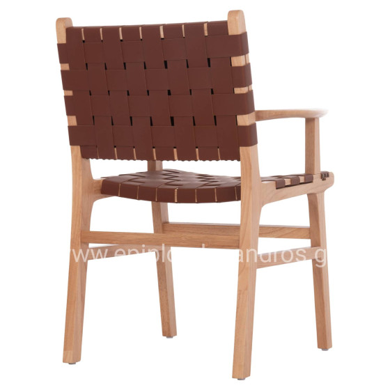 ARMCHAIR FELIPE HM9328.11 TOON WOOD PU LEATHER BROWN 61x59x86Hcm.