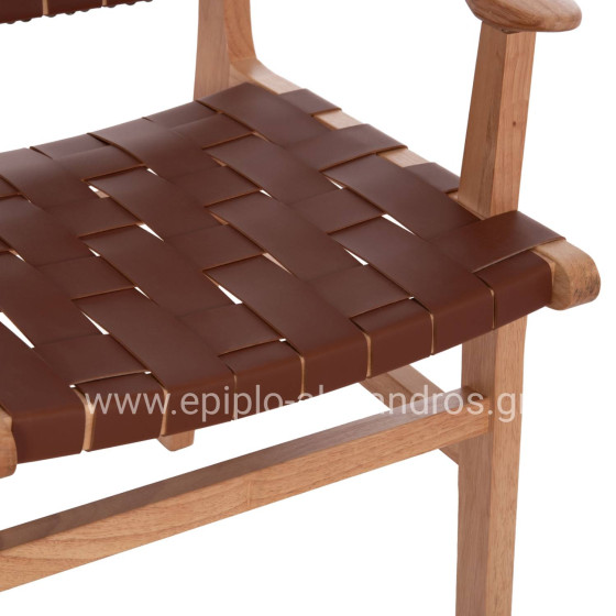 ARMCHAIR FELIPE HM9328.11 TOON WOOD PU LEATHER BROWN 61x59x86Hcm.