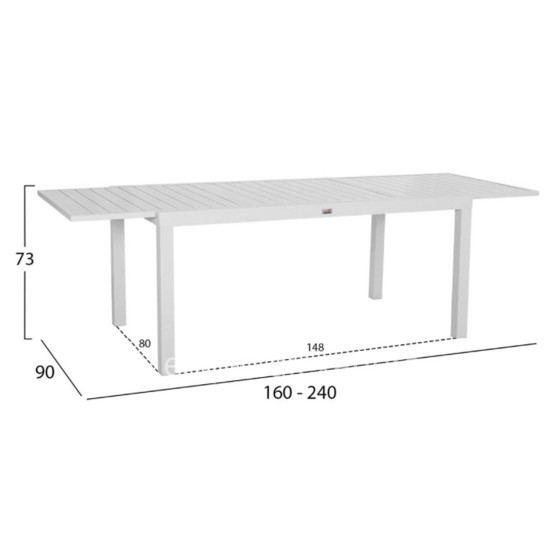OUTDOOR DINING SET 5PCS KRUM HM21162 WHITE ALUMINUM-P.E.RATTAN-TEXTILENE