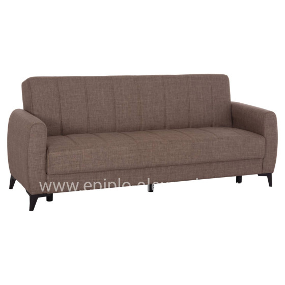 SOFA-BED 3-SEATER WITH STORAGE SPACE NIKKO HM3292.02 BROWN FABRIC 209x76x83Hcm.