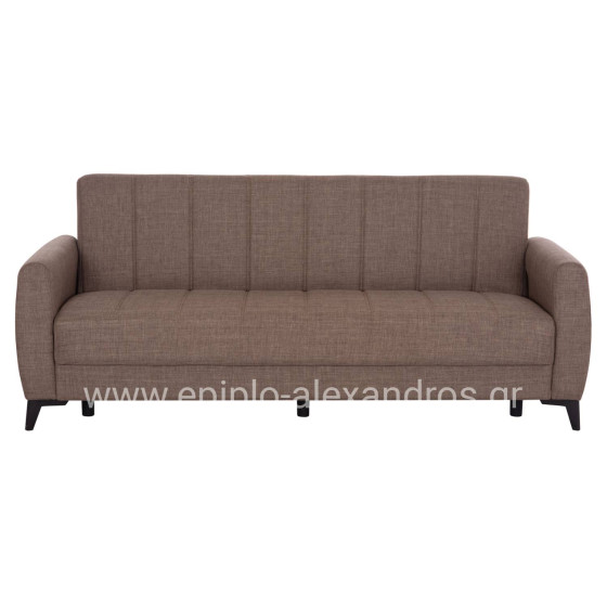 SOFA-BED 3-SEATER WITH STORAGE SPACE NIKKO HM3292.02 BROWN FABRIC 209x76x83Hcm.