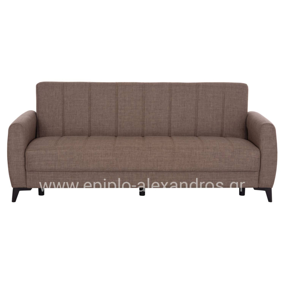 SOFA-BED 3-SEATER WITH STORAGE SPACE NIKKO HM3292.02 BROWN FABRIC 209x76x83Hcm.