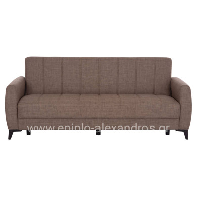 SOFA-BED 3-SEATER WITH STORAGE SPACE NIKKO HM3292.02 BROWN FABRIC 209x76x83Hcm.