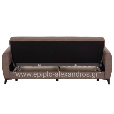 ΚΑΝΑΠΕΣ ΚΡΕΒΑΤΙ ΜΕ ΑΠΟΘ.ΧΩΡΟ TΡΙΘΕΣΙΟΣ NIKKO HM3292.02 ΚΑΦΕ ΥΦΑΣΜΑ 209x76x83Υεκ.