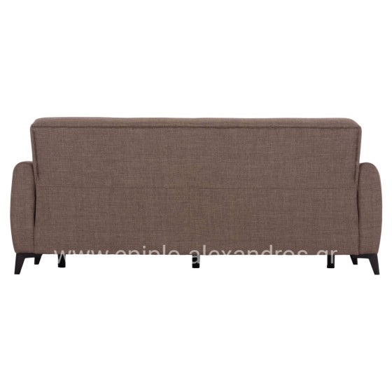 SOFA-BED 3-SEATER WITH STORAGE SPACE NIKKO HM3292.02 BROWN FABRIC 209x76x83Hcm.
