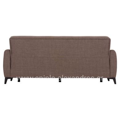 SOFA-BED 3-SEATER WITH STORAGE SPACE NIKKO HM3292.02 BROWN FABRIC 209x76x83Hcm.