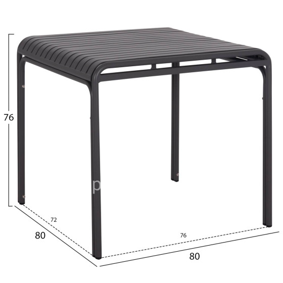 OUTDOOR SQUARE ALUMINUM TABLE RACHEL HM6338.01 GREY COLOR 80x80x76Hcm.