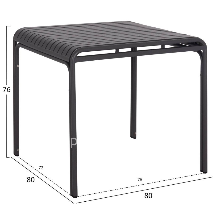 ΤΡΑΠΕΖΙ ΤΕΤΡΑΓΩΝΟ ΑΛΟΥΜΙΝΙΟΥ RACHEL HM6338.01 ΓΚΡΙ 80x80x76Υεκ.