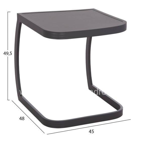 SUNBED SIDE TABLE RICKON HM6324.01 ALUMINUM IN GREY COLOR 45x48x49.5Hcm.