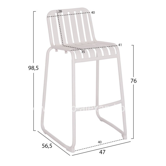BAR STOOL ALUMINUM RACHEL HM6341.02 WHITE COLOR 47x56.5x98.5Hcm.