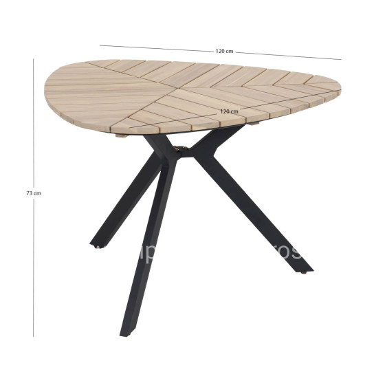 OUTDOOR TABLE TRADEN HM6242 ACACIA WOOD IN LEAF SHAPE-METAL LEGS 110x108x76Hcm.