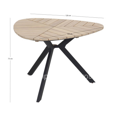 OUTDOOR TABLE TRADEN HM6242 ACACIA WOOD IN LEAF SHAPE-METAL LEGS 110x108x76Hcm.