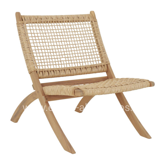 FOLDABLE LOUNGE CHAIR FERMO HM6243.01 ACACIA WOOD IN NATURAL-SYNTHETIC WICKER 60x76x72Hcm.