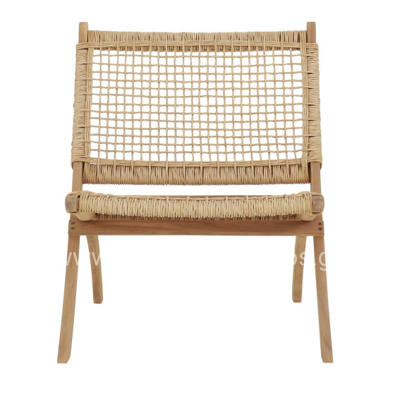 FOLDABLE LOUNGE CHAIR FERMO HM6243.01 ACACIA WOOD IN NATURAL-SYNTHETIC WICKER 60x76x72Hcm.