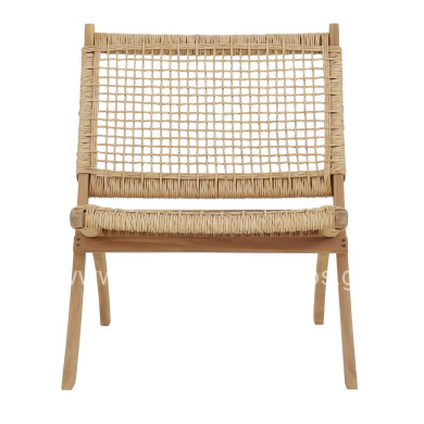 FOLDABLE LOUNGE CHAIR FERMO HM6243.01 ACACIA WOOD IN NATURAL-SYNTHETIC WICKER 60x76x72Hcm.