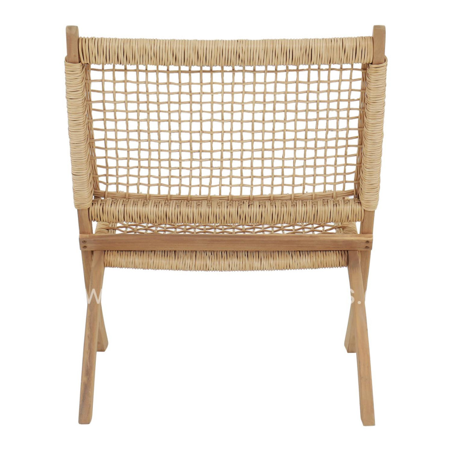 FOLDABLE LOUNGE CHAIR FERMO HM6243.01 ACACIA WOOD IN NATURAL-SYNTHETIC WICKER 60x76x72Hcm.