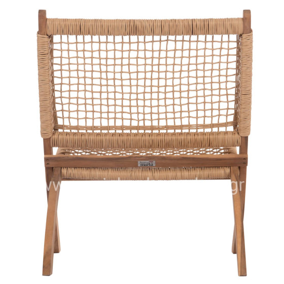 FOLDABLE LOUNGE CHAIR FERMO HM6243.01 ACACIA WOOD IN NATURAL-SYNTHETIC WICKER 60x76x72Hcm.