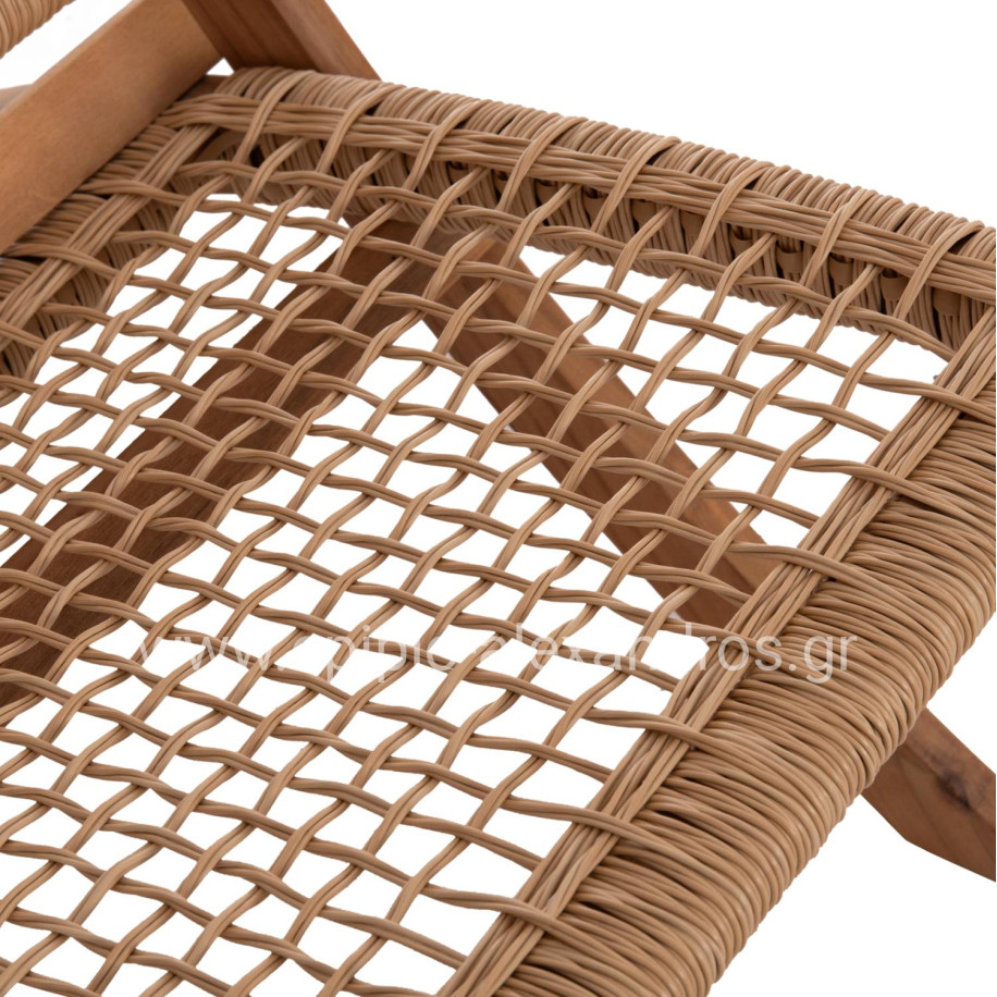 FOLDABLE LOUNGE CHAIR FERMO HM6243.01 ACACIA WOOD IN NATURAL-SYNTHETIC WICKER 60x76x72Hcm.