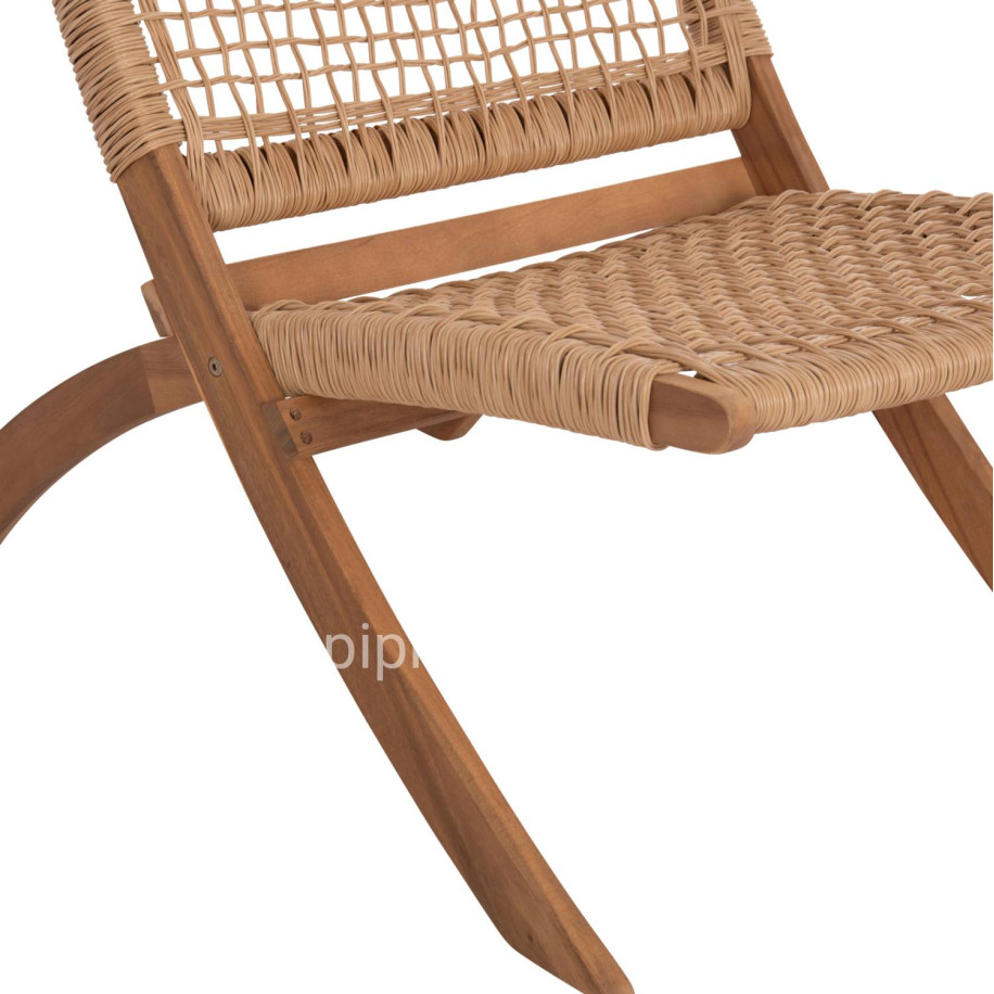 FOLDABLE LOUNGE CHAIR FERMO HM6243.01 ACACIA WOOD IN NATURAL-SYNTHETIC WICKER 60x76x72Hcm.